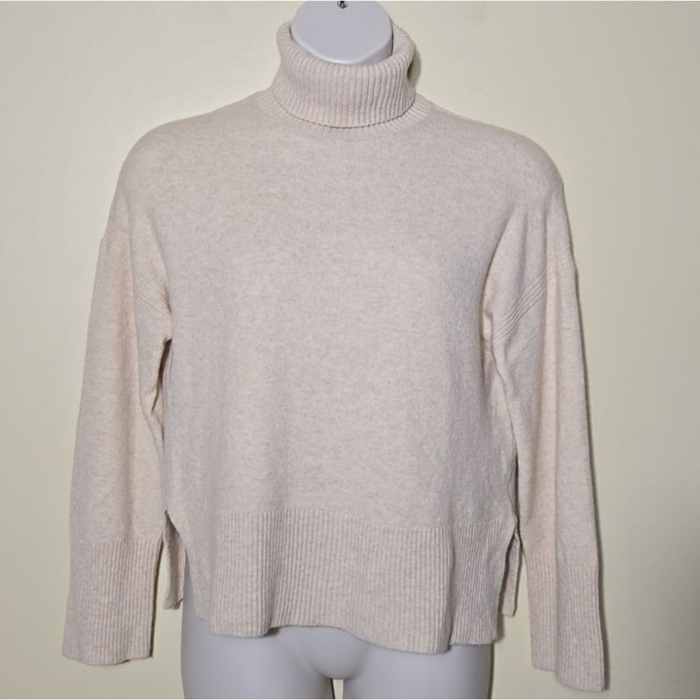 J. Crew Cream Merino Wool Alpaca Turtleneck Sweater S Scandi Minimalist - Picture 3 of 12